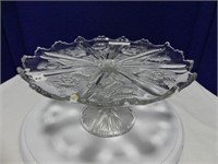 10" THISTLE PATTERN PRESSED GLASS PED. CAKESTAND