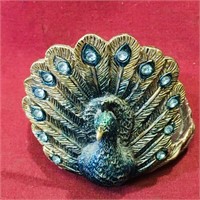 Painted Metal Peacock Candleholder (Vintage)
