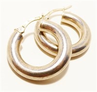 1" Italian Sterling Silver Hoop Earrings 4.3g