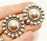 1" Sterling Silver Flower Earrings 7.8g