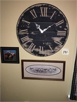 Large Wall Clock, Pig Print and Bird Print