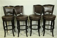 SET OF FOUR LEATHER BARSTOOLS