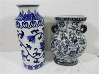 2 Blue&White Decorative Vases