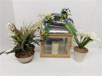 Home Decor Lot-Artificial Flowers w/Vases