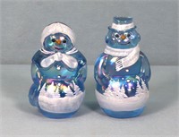 Pr. Fenton Art Glass Snowman Figures