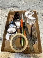 Office Supplies and magnifying glass
