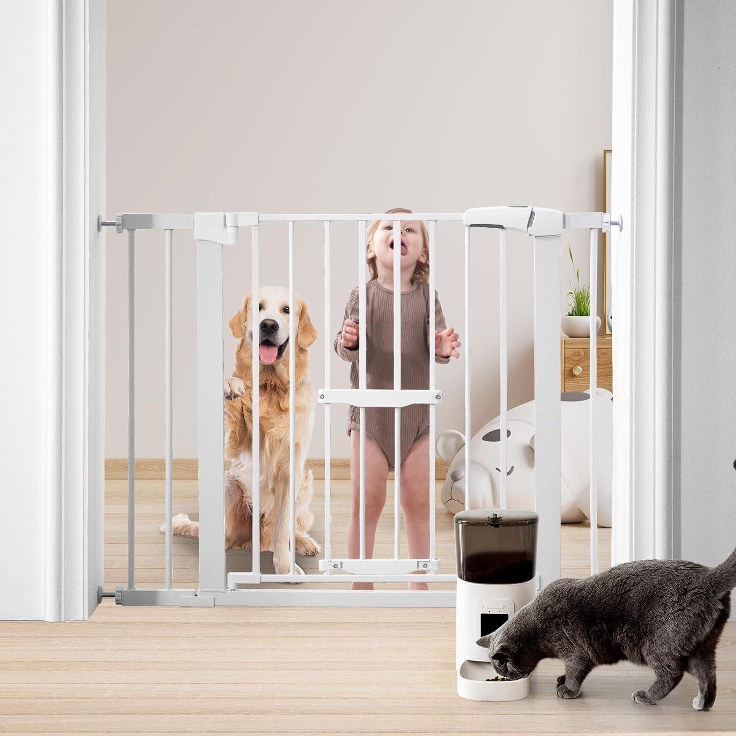 Baby Gate with Cat Door Adjustable, 29"-41"