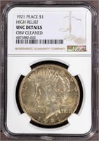 1921 $1 Peace Dollar NGC UNC Det KEY DATE