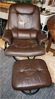 Leather Swivel Rocker and Foot Stool