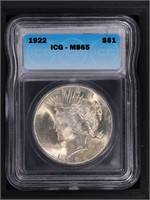 1922 $1 Peace Dollar ICG MS65