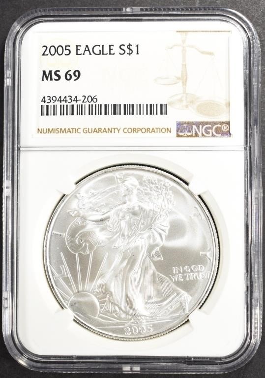 2005 AMERICAN SILVER EAGLE NGC MS69