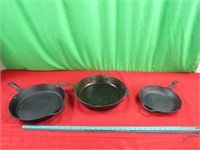 Cast iron fry pans  3 items