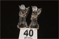 Pair of Glass Angel Candle Sticks - 6.5"