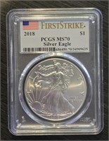 2018 American Eagle Silver Dollar: PCGS MS70