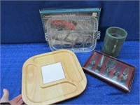 "cheese & wine party" serving tray -ind. glass