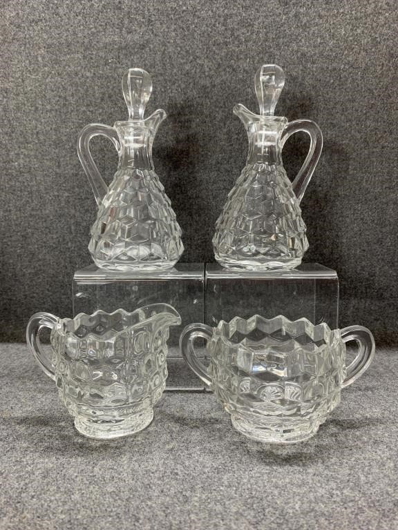 American Fostoria Cruets & Sugar & Creamer Set