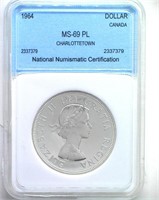 1964 Dollar NNC MS69 PL Charlottetown