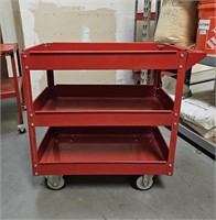 Red Metal Utility Cart w. Casters