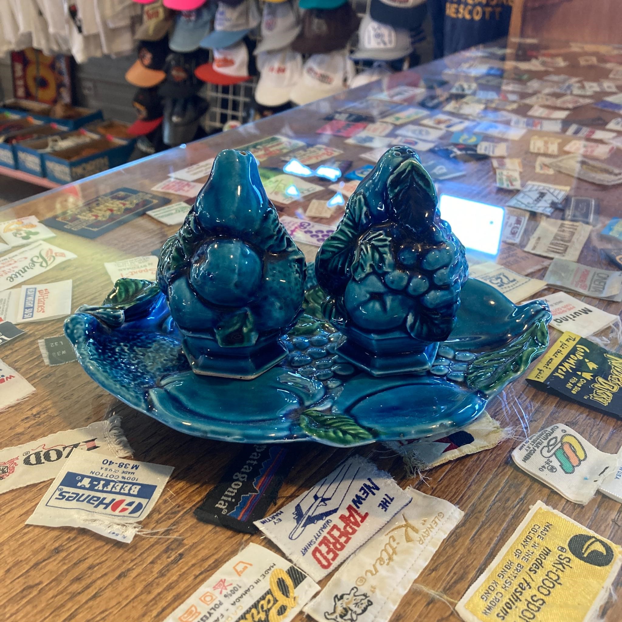 1960s Inarco Blue Fruit Bowl S&P Shakers