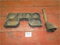 COW BELL W/ LEATHER STRAP, WOOD COIN TRAY