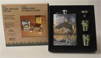Brass Flask/Shot Glass Gift Pack NEW IN BOX