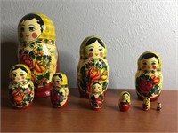 Vintage Handmade 9 Piece Russian Nesting Dolls 9"
