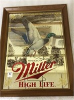 Framed Miller High Life Mirror w/ Duck Design
