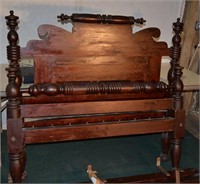 Early American mixed wood rope bed, 56x79.5x51"h