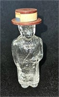Lioret Glass Perfume Bottle Man w/ Hat 3 1/2"
