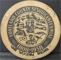 1958 Cortland county sesquentennial wooden Nickel