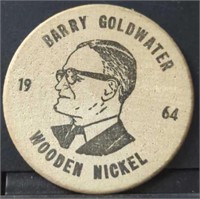 Barry Goldwater wooden Nickel 1964