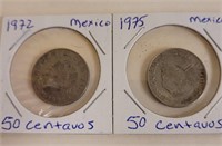 1972 & 1975 Mexican 50 Centavos