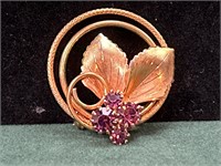 Vintage flower, leaves brooch