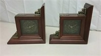 Two Bombay Co. Bookends W/ Built In Clock