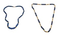 2 14K Gold & Lapis Lazuli Necklaces