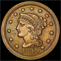 1849 Braided Hair Large Cent CLOSELY UNCIRCULATED