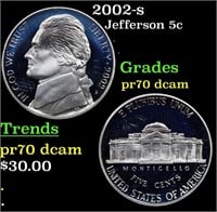 Proof 2002-s Jefferson Nickel 5c Grades GEM++ Proo