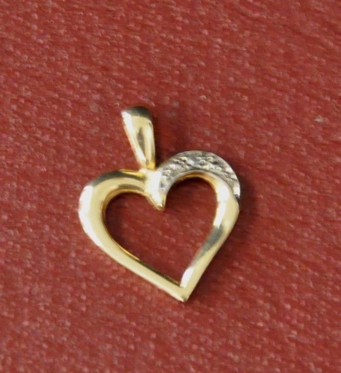 Heart pendant, diamond chips, 1g note