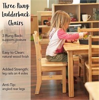 12” Hardwood 3-Rung Ladderback Chair, Natural