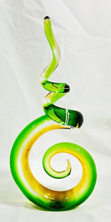 EXQUISITE GREEN SOMMERSO ART GLASS SPIRAL