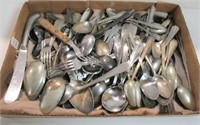 Box of Misc Stainless & Silverplate Flatware