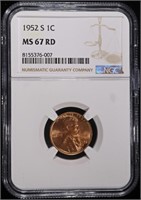 1952-S LINCOLN CENT NGC MS67 RD