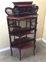 ANTIQUE MAHOGANY MIRRORED ETAGERE