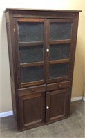 ANTIQUE PRIMITIVE PIE SAFE w PIERCED TIN CABINET