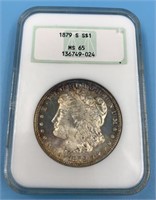 NGC Graded,  Morgan silver dollar 1879 S MS 65