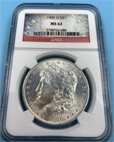 NGC Graded, MS 62, Morgan silver dollar   1900 O