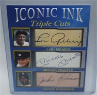 Iconic Ink Triple Cuts Lou Gehrig/Mickey Mantle/