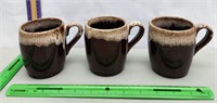 Brown drip pottery mugs