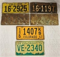 Six Vintage License Plates