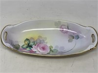 Antique hand painted porcelain oval serving dish